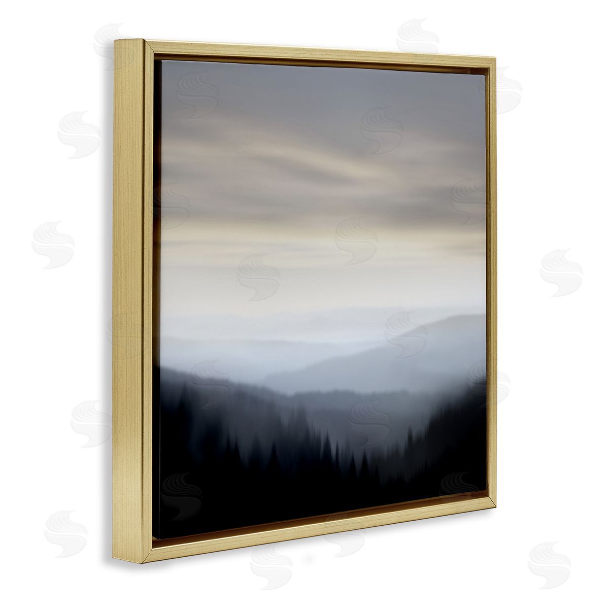 Madeline Clark Grey Mountain Range Gold Floater Frame Canvas Artside_