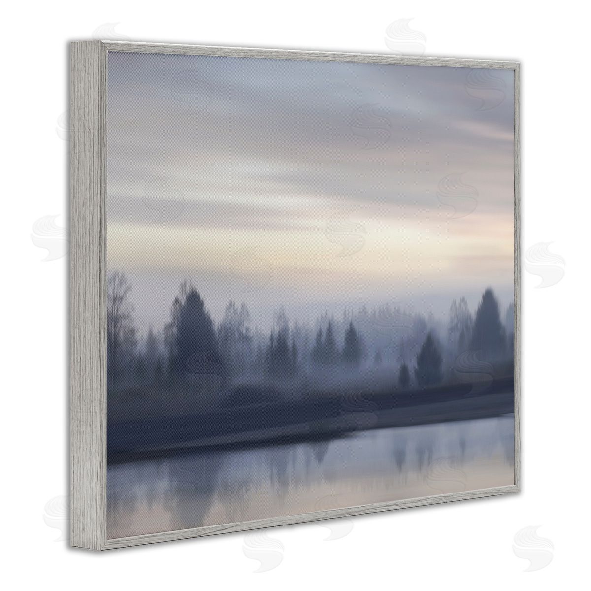 Madeline Clark Grey Woodland Lake Gray Framed Giclee Wall Artside_