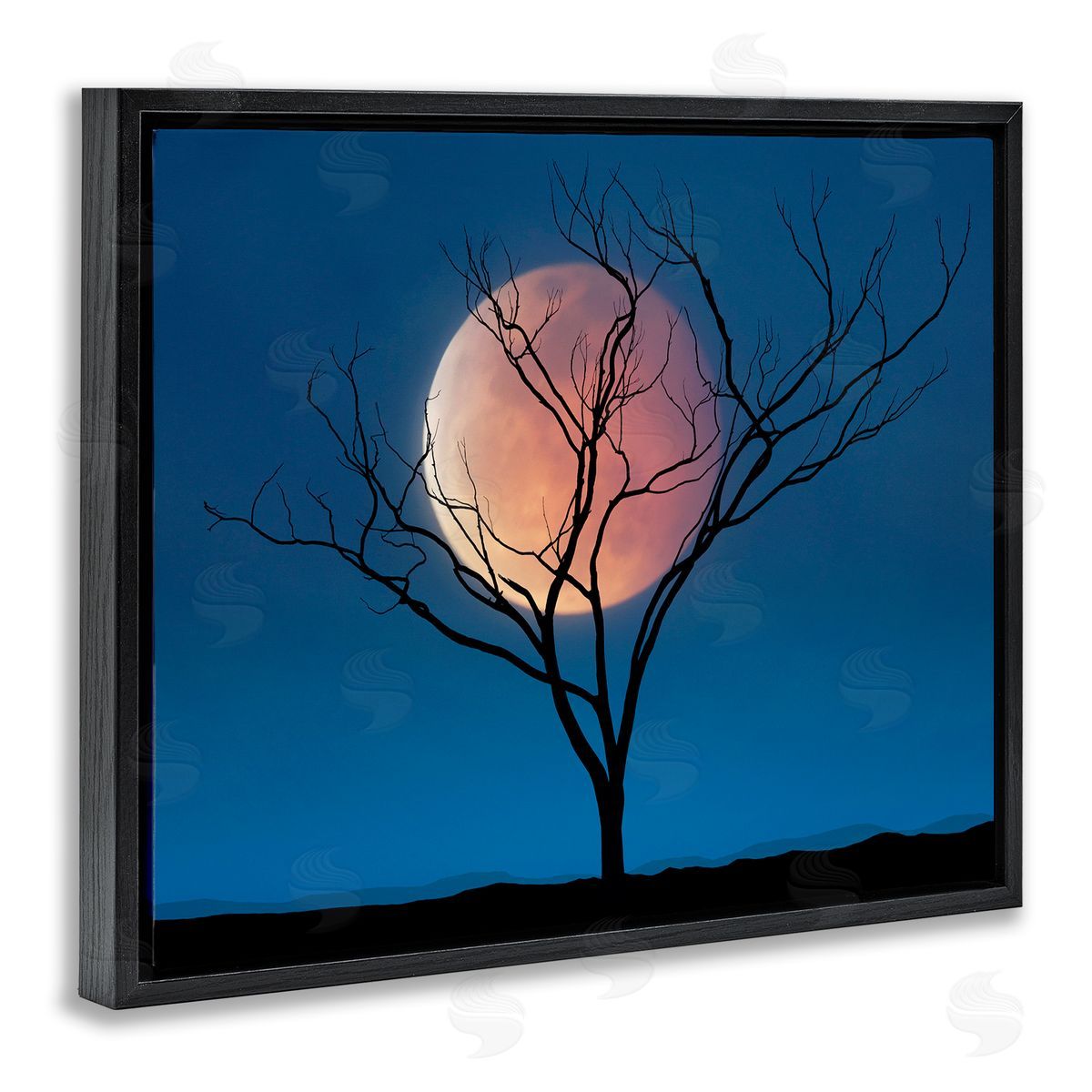 Lee Sie Full Moon & Tree Black Floater Frame Canvas Artside_