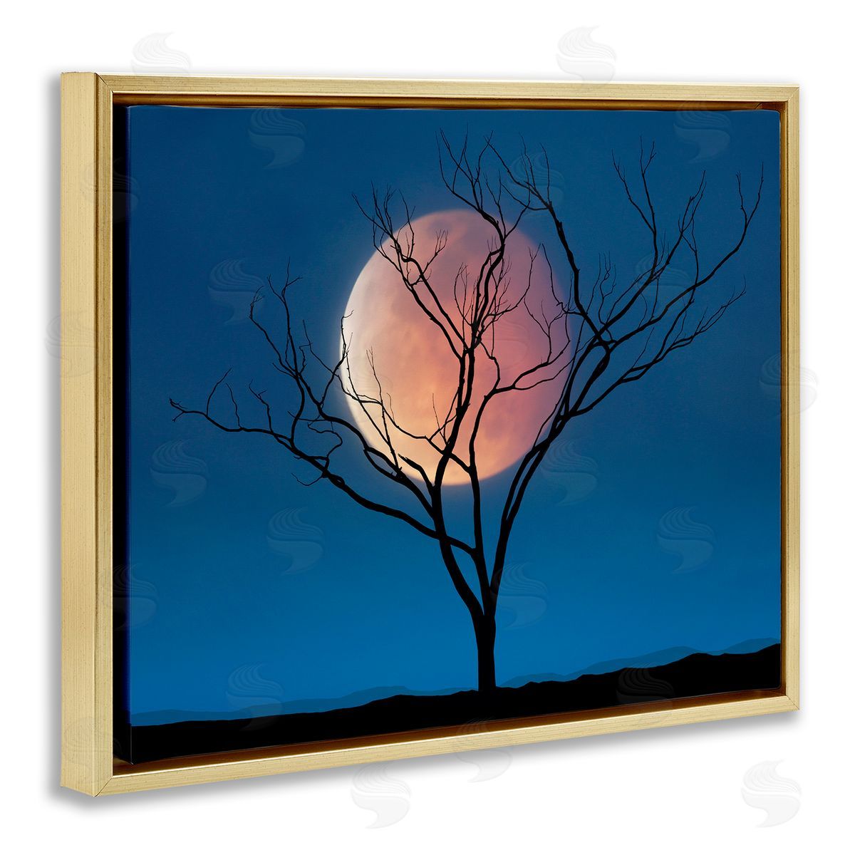 Lee Sie Full Moon & Tree Gold Floater Frame Canvas Artside_