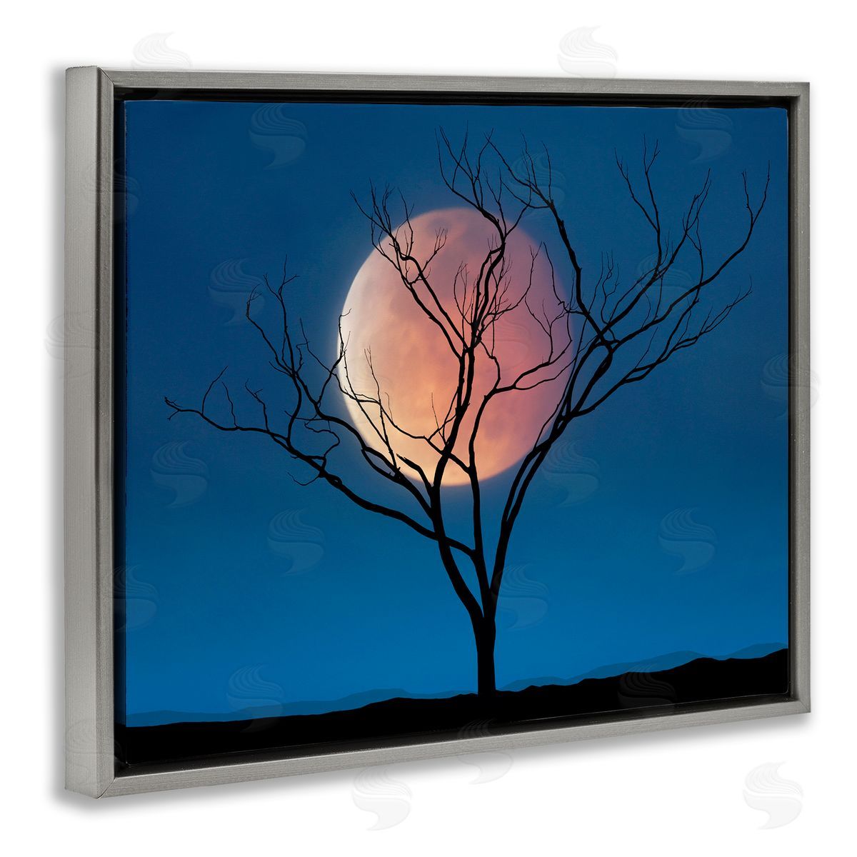 Lee Sie Full Moon & Tree Gray Floater Frame Canvas Artside_