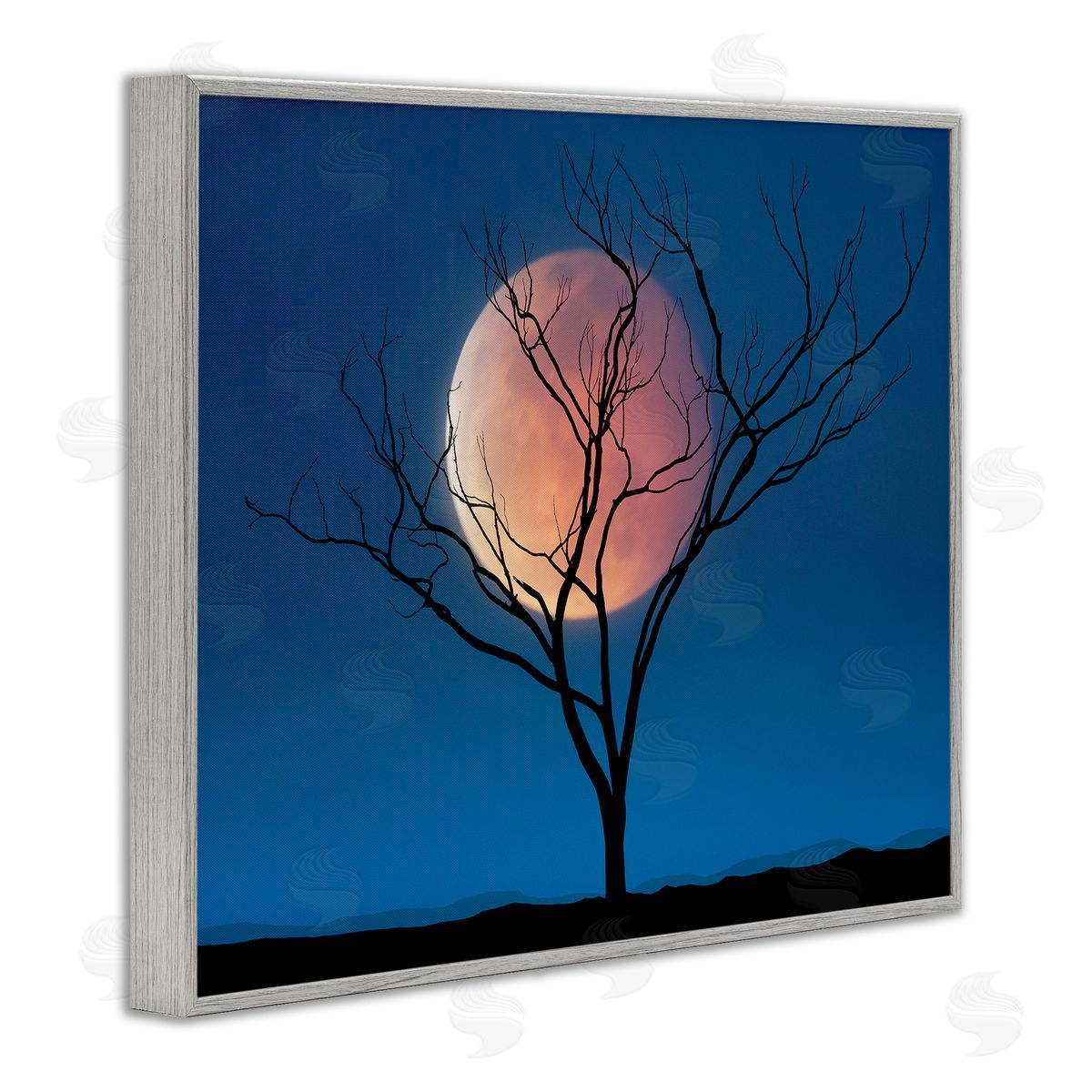 Lee Sie Full Moon & Tree Gray Framed Giclee Wall Artside_