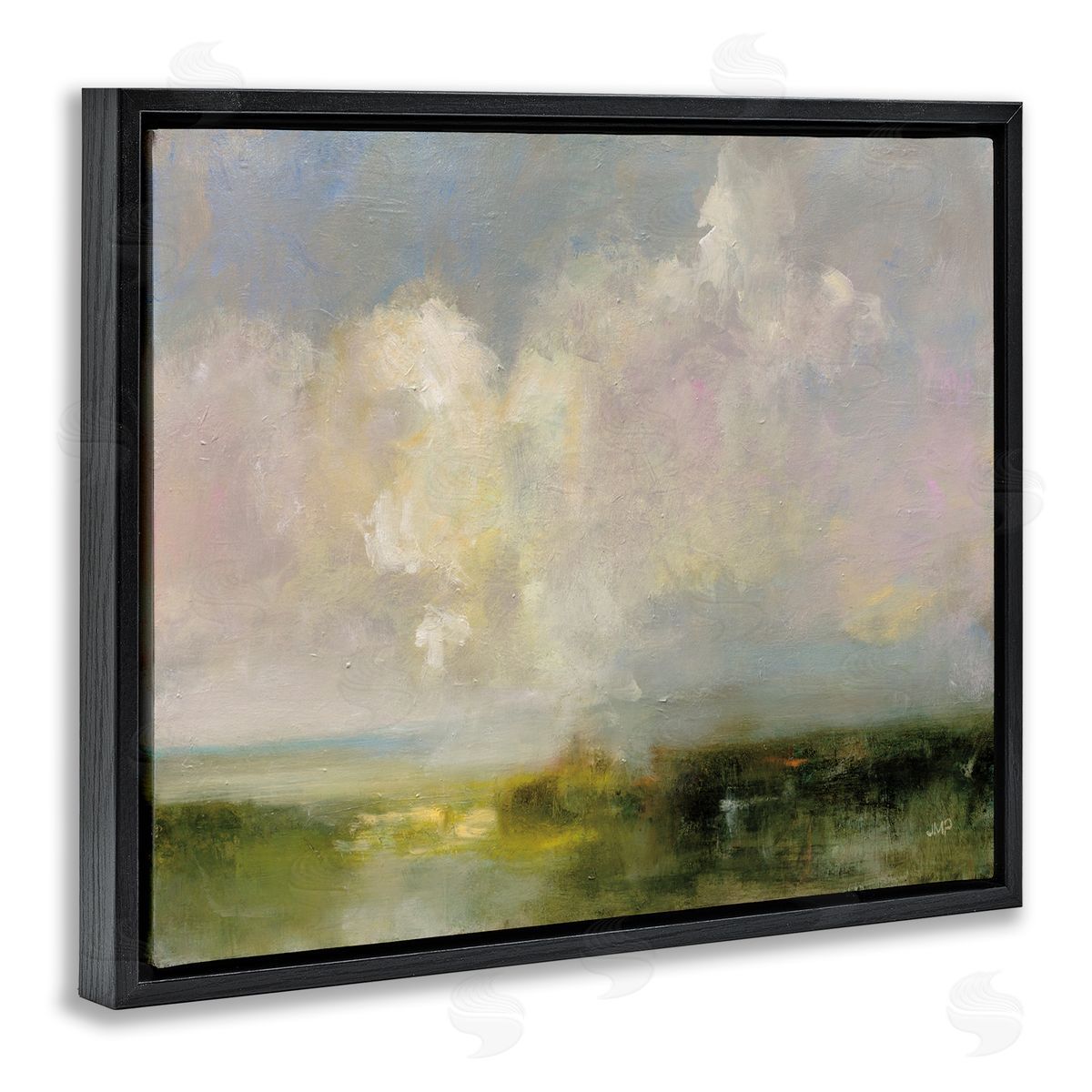 Abstract Clouds Painting Black Floating Frame Canvas Wall Art, Home Decor by Julia Purinton