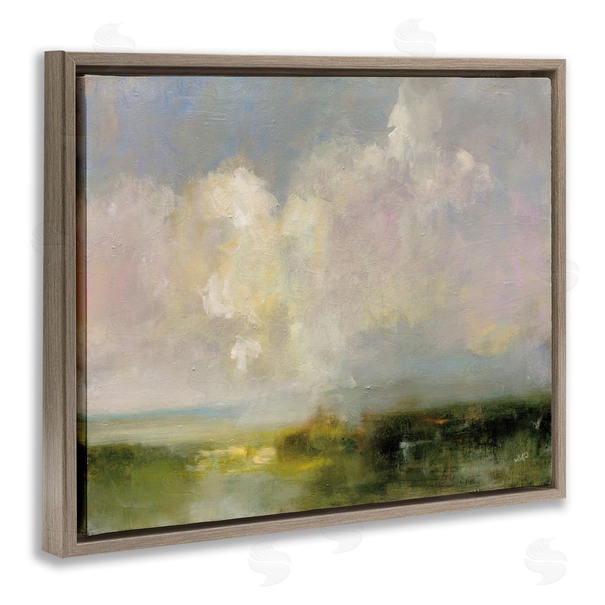 Abstract Clouds Painting Brown Floating Frame Canvas Wall Art, Home Decor by Julia Purinton