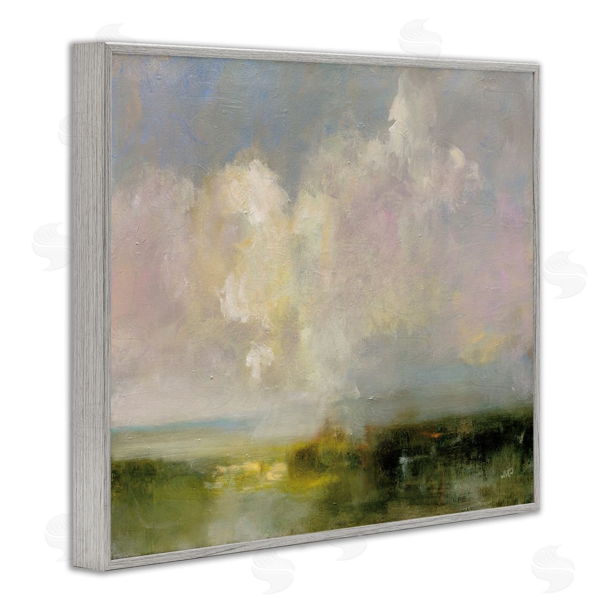 Abstract Clouds Painting Grey Frame Print Wall Art, Home Decor by Julia Purinton