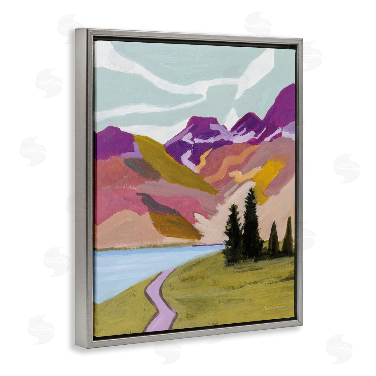 Pamela Munger Modern Mountains Landscape Gray Floater Frame Canvas Artside_