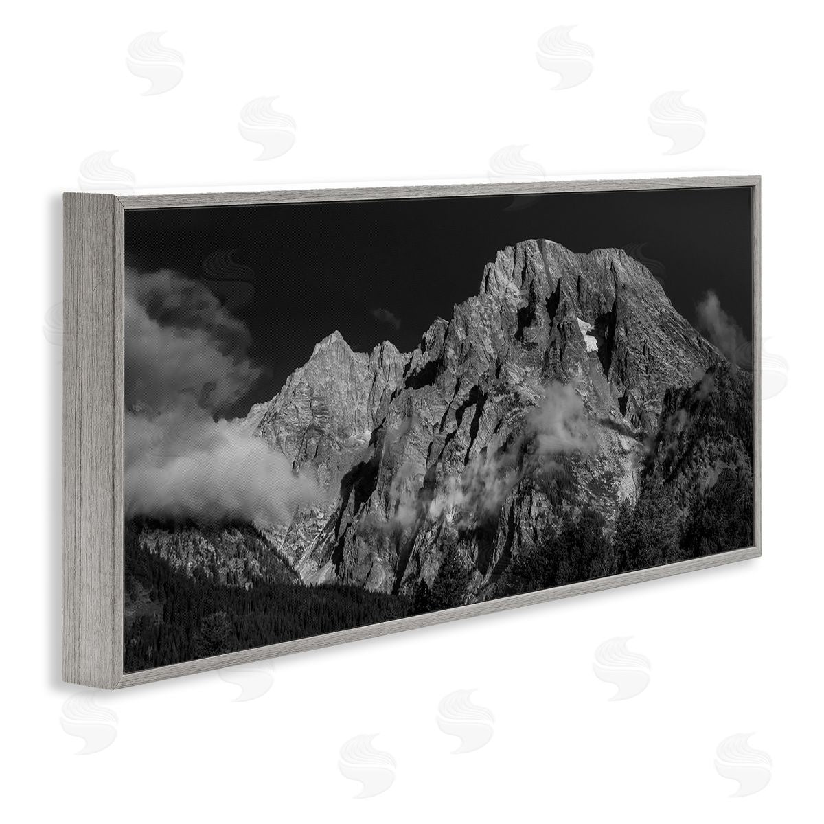 Daniel Sproul Mountain Fog Photography Gray Framed Giclee Wall Artside_