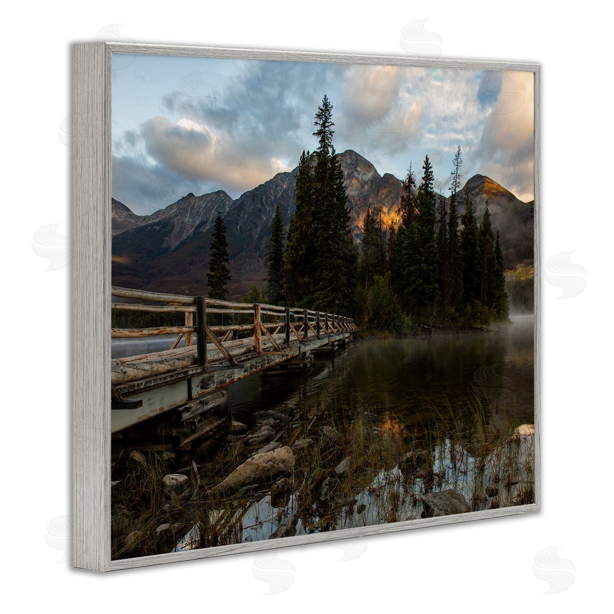 Daniel Sproul Forest Bridge Photography Gray Framed Giclee Wall Artside_
