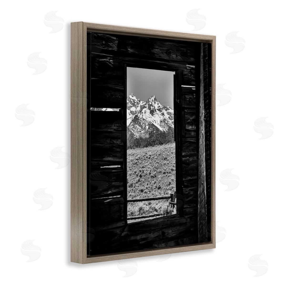 Daniel Sproul Mountain in Cabin Window Brown Floater Frame Canvas Artside_