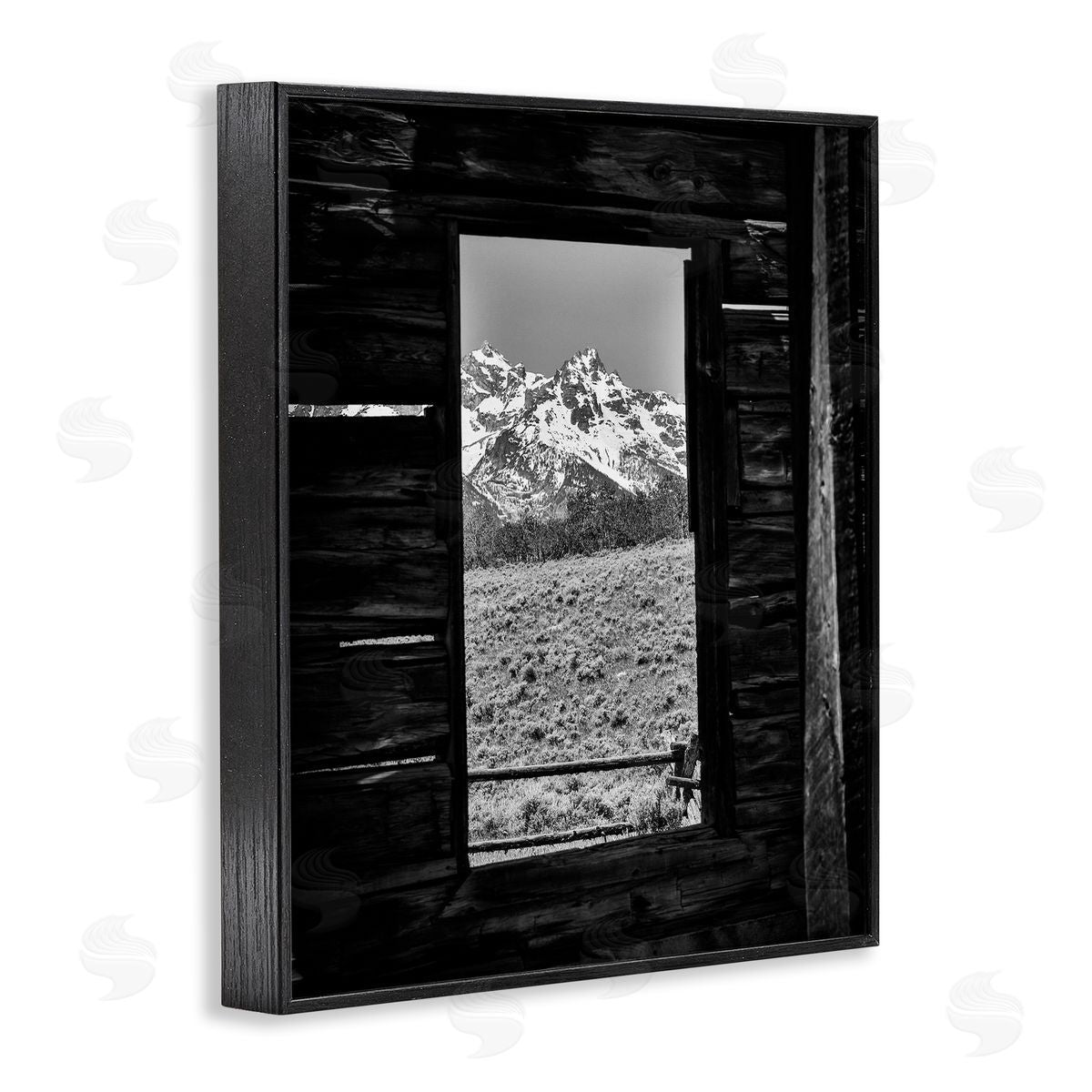 Daniel Sproul Mountain in Cabin Window Black Framed Giclee Wall Artside_