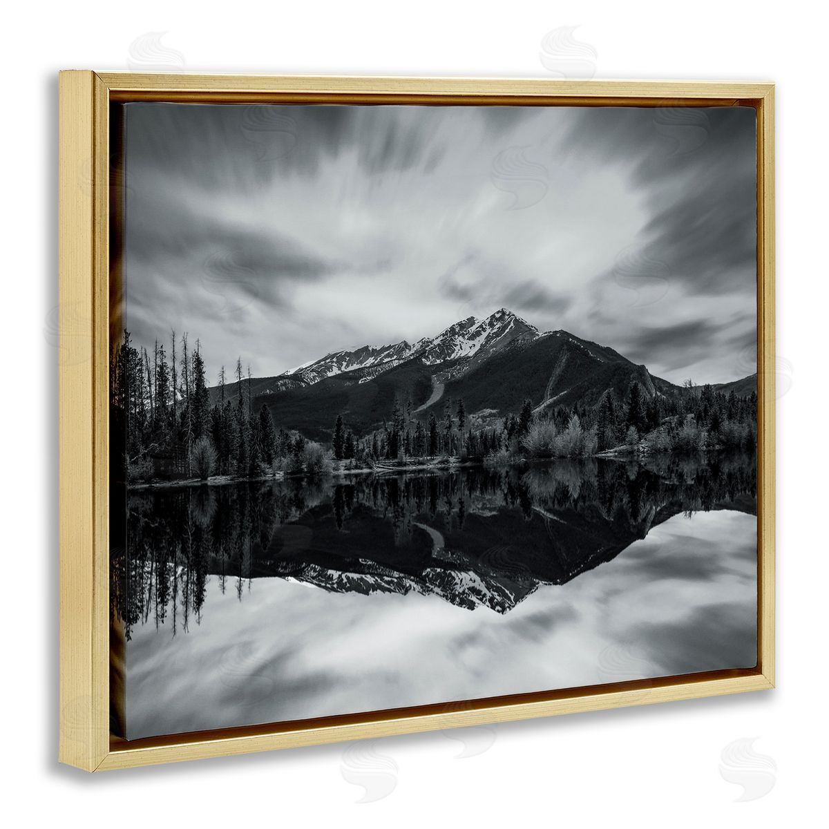 Daniel Sproul Mountain Peak Reflection Gold Floater Frame Canvas Artside_