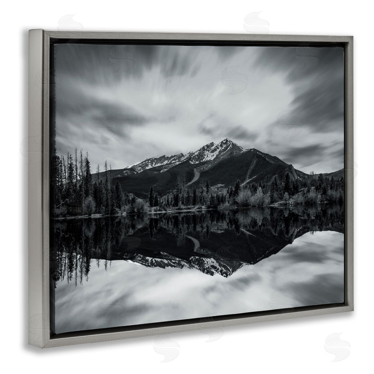 Daniel Sproul Mountain Peak Reflection Gray Floater Frame Canvas Artside_