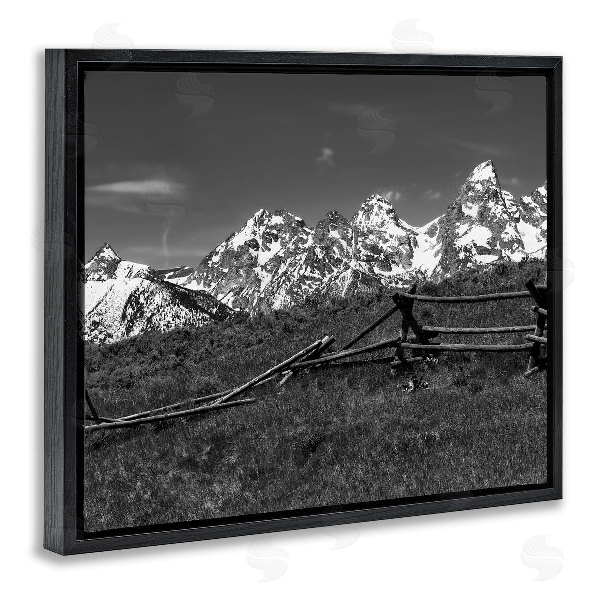 Daniel Sproul Mountain Peaks & Fence Black Floater Frame Canvas Artside_