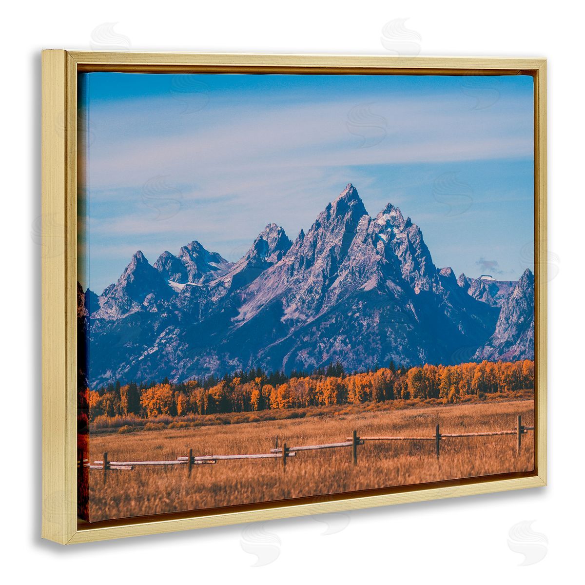 Daniel Sproul Countryside & Mountain Peaks Gold Floater Frame Canvas Artside_