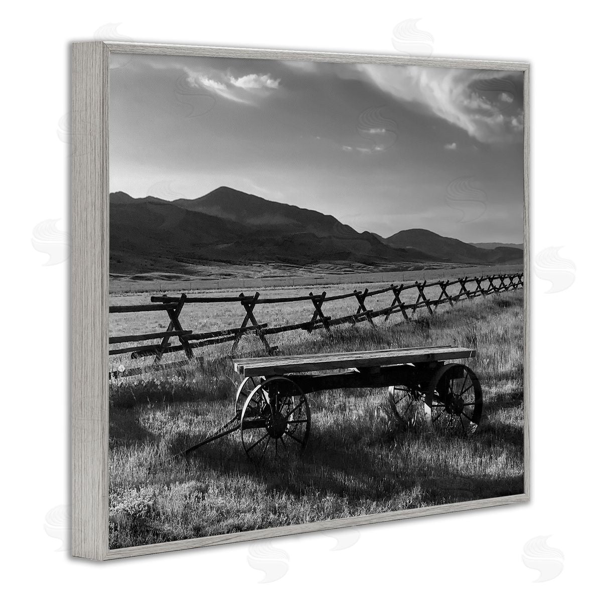 Steve Toole Country Wagon Scenery Gray Framed Giclee Wall Artside_