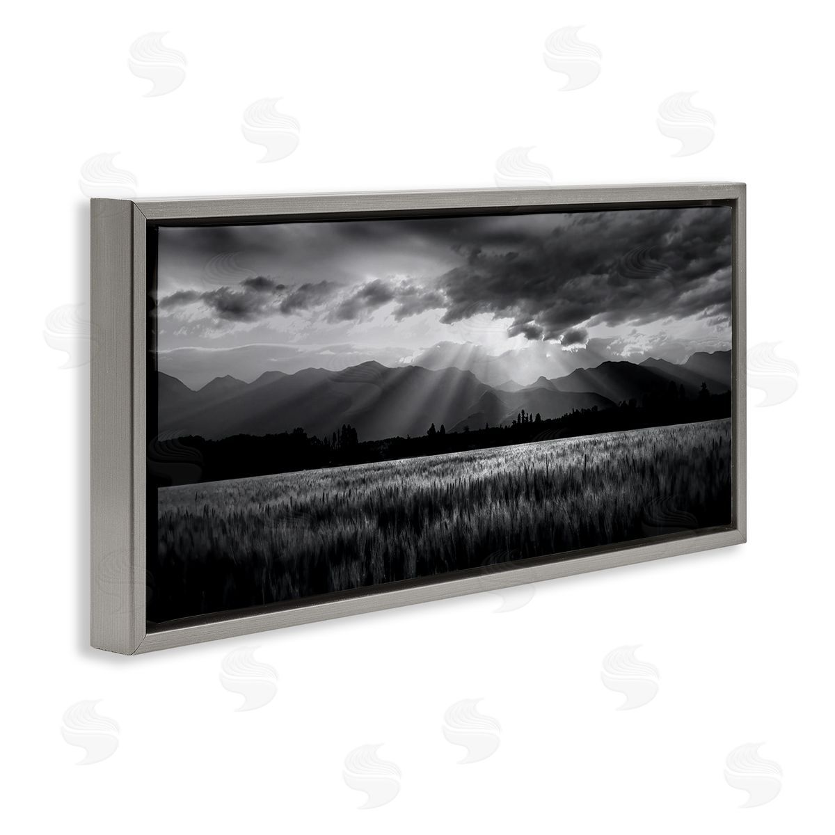 Steve Toole Sun Rays Field Landscape Gray Floater Frame Canvas Artside_