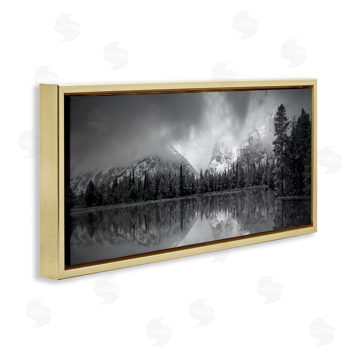 Steve Toole Grey Lake Landscape Gold Floater Frame Canvas Artside_