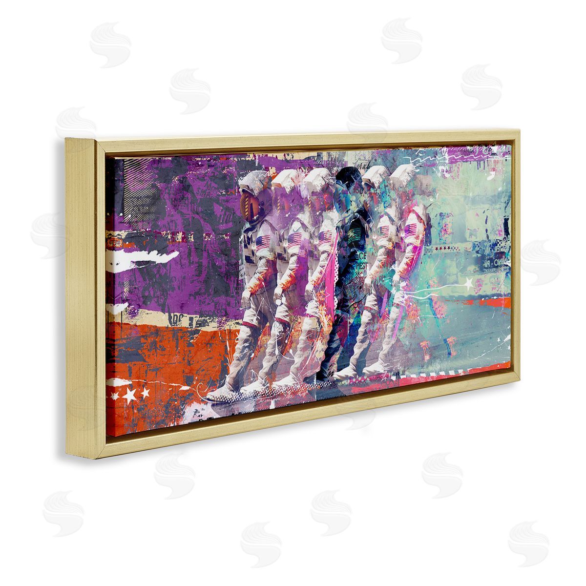 Teis Albers Abstract Astronaut Collage Gold Floater Frame Canvas Artside_