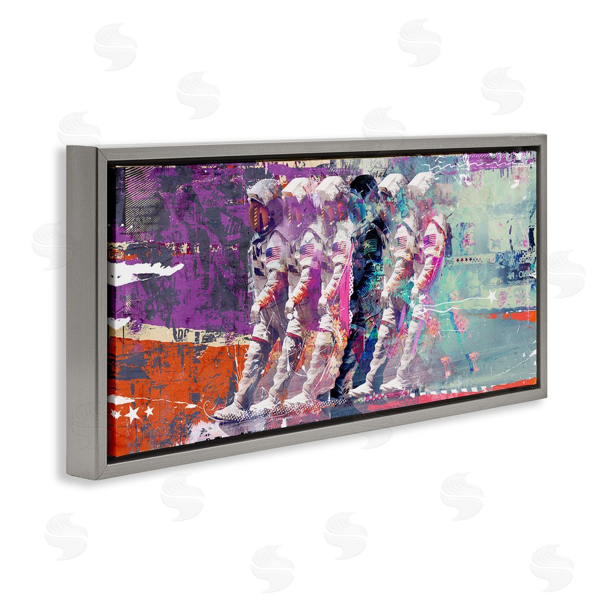 Teis Albers Abstract Astronaut Collage Gray Floater Frame Canvas Artside_