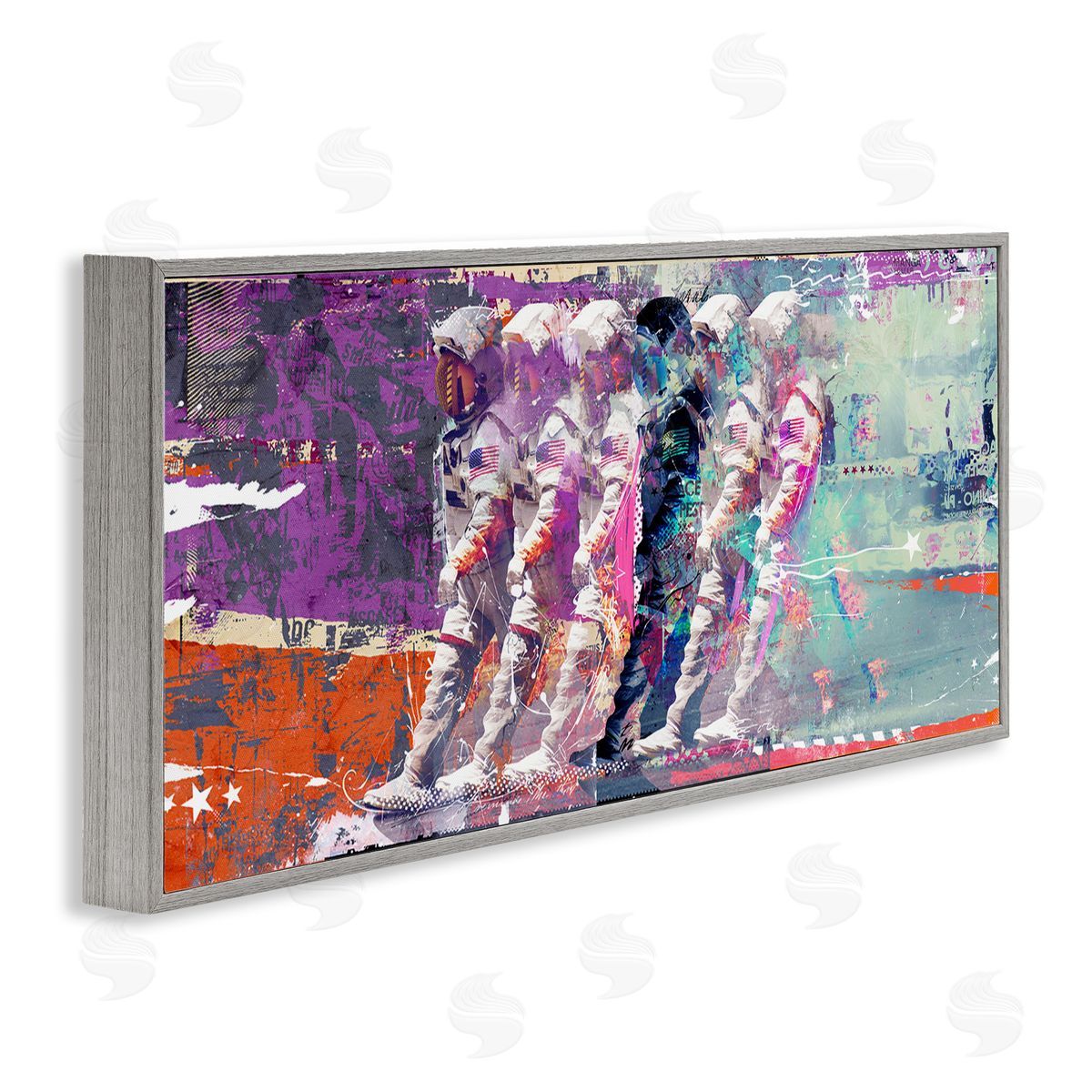 Teis Albers Abstract Astronaut Collage Gray Framed Giclee Wall Artside_