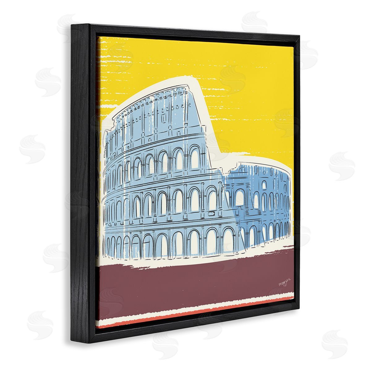 Pragya Kothari Modern Colosseum Building Black Floater Frame Canvas Artside_
