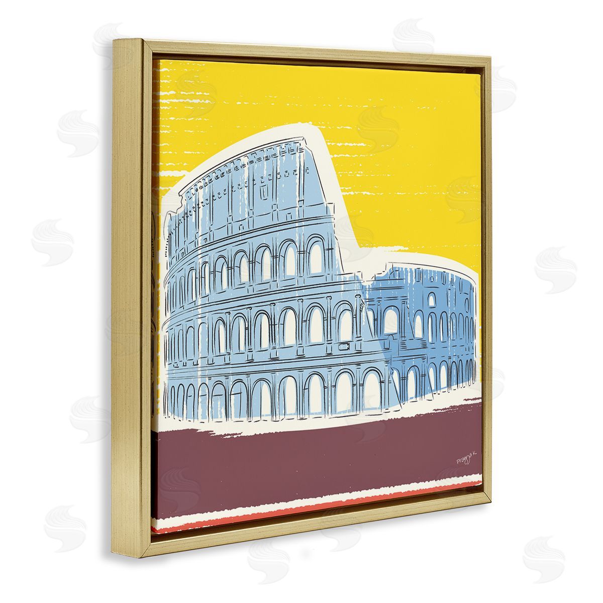Pragya Kothari Modern Colosseum Building Gold Floater Frame Canvas Artside_