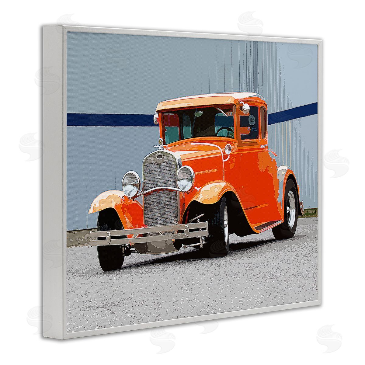 Clive Branson Antique Orange Buggy White Framed Giclee Wall Artside_