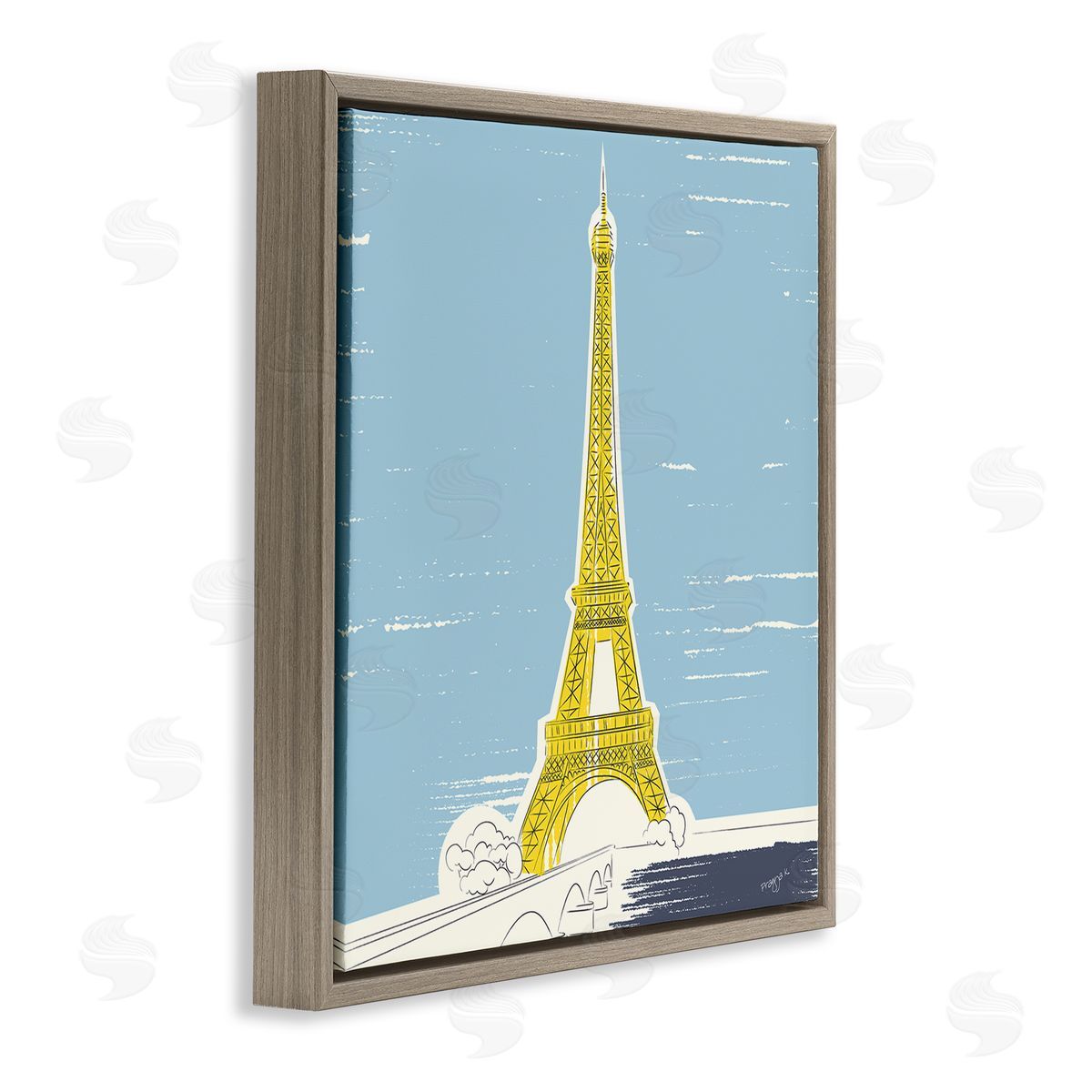 Pragya Kothari Eiffel Tower Architecture Brown Floater Frame Canvas Artside_