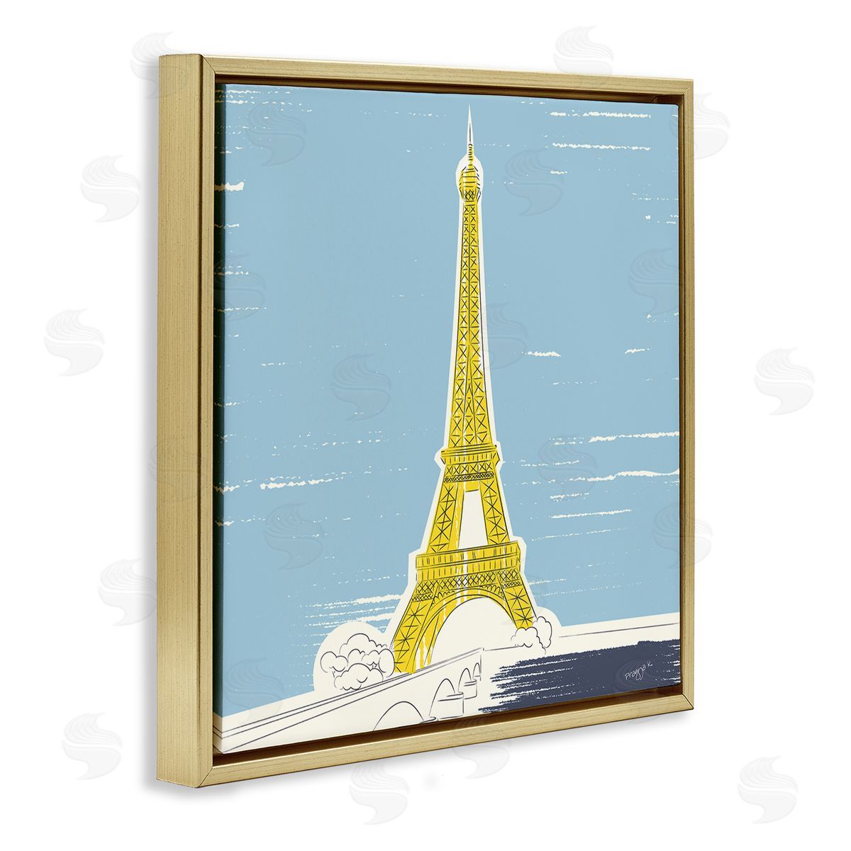 Pragya Kothari Eiffel Tower Architecture Gold Floater Frame Canvas Artside_