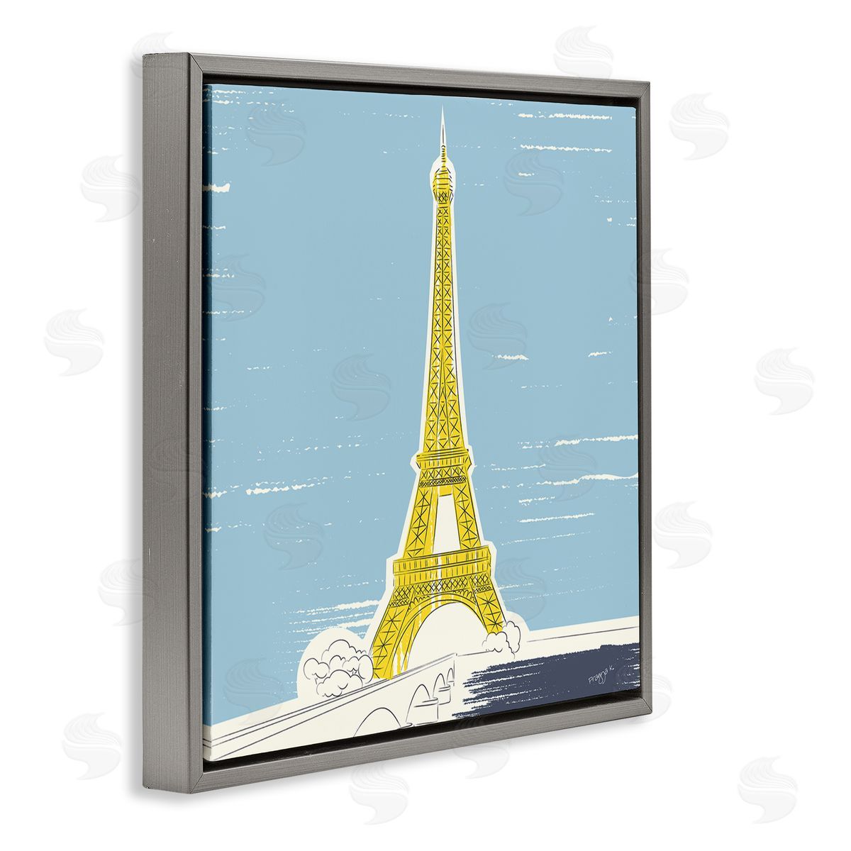Pragya Kothari Eiffel Tower Architecture Gray Floater Frame Canvas Artside_