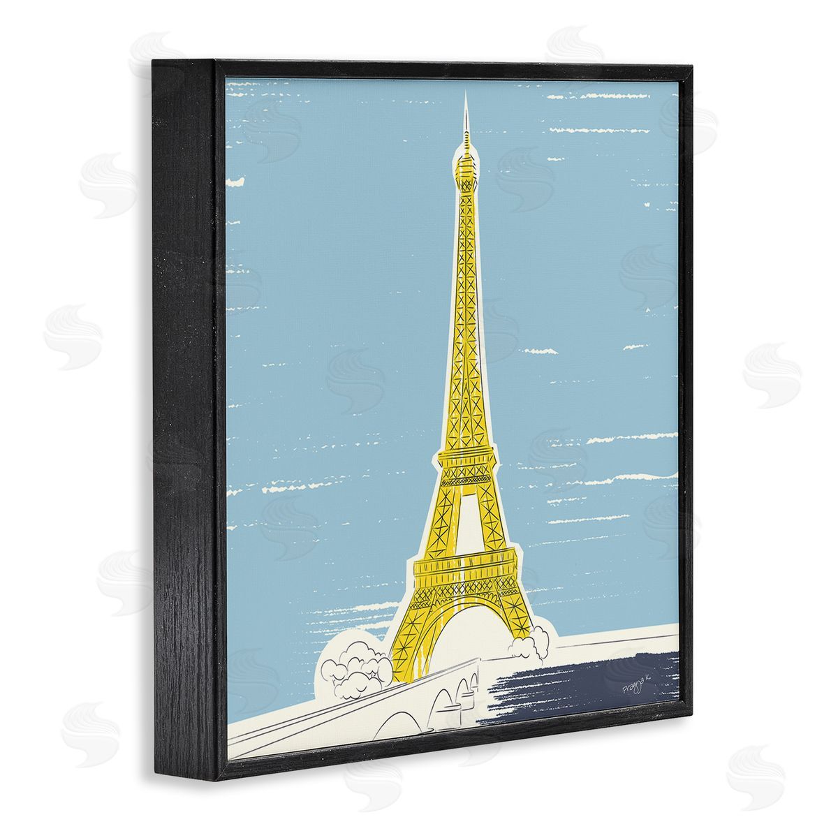 Pragya Kothari Eiffel Tower Architecture Black Framed Giclee Wall Artside_