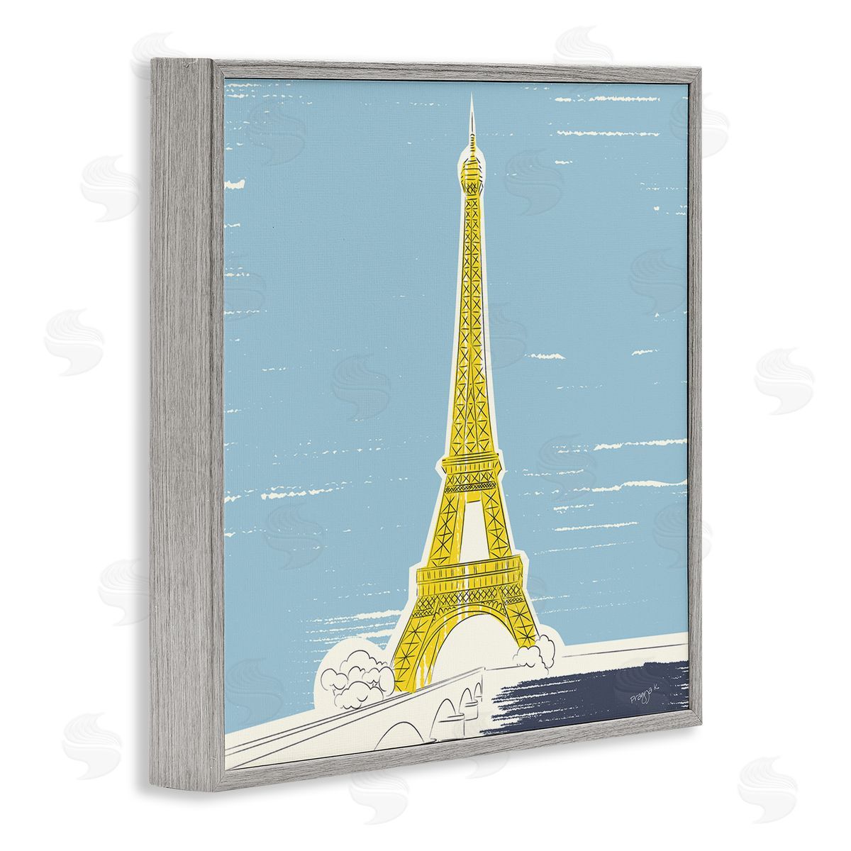 Pragya Kothari Eiffel Tower Architecture Gray Framed Giclee Wall Artside_
