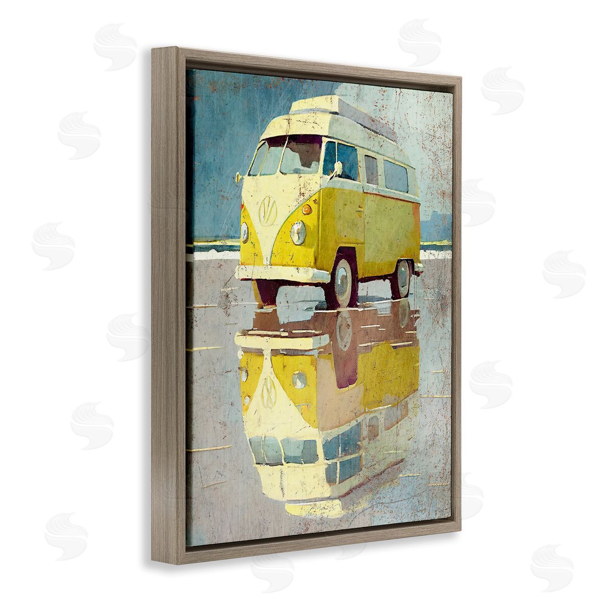 Enrico McGarrigle Yellow Rustic Minibus Brown Floater Frame Canvas Artside_