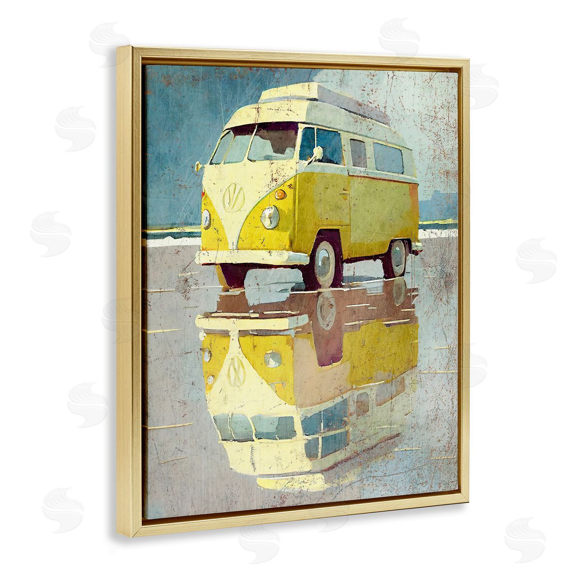 Enrico McGarrigle Yellow Rustic Minibus Gold Floater Frame Canvas Artside_