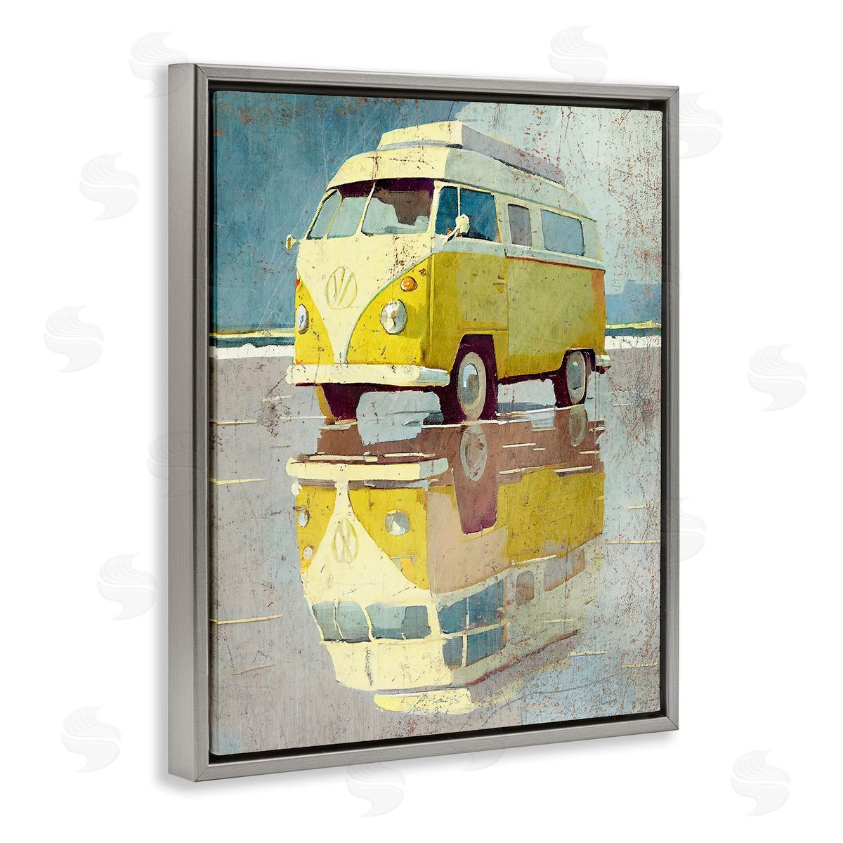 Enrico McGarrigle Yellow Rustic Minibus Gray Floater Frame Canvas Artside_