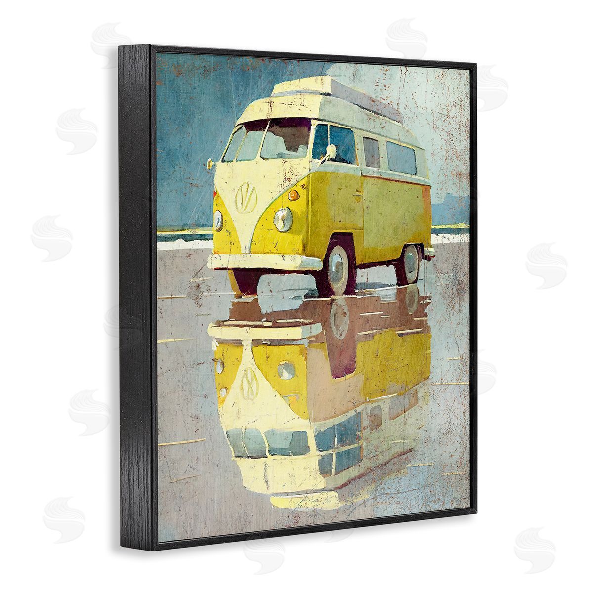 Enrico McGarrigle Yellow Rustic Minibus Black Framed Giclee Wall Artside_