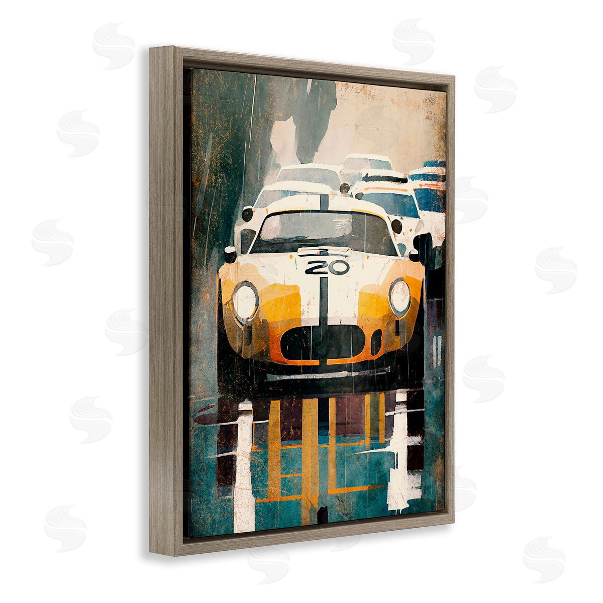 Enrico McGarrigle Modern Race Car Brown Floater Frame Canvas Artside_