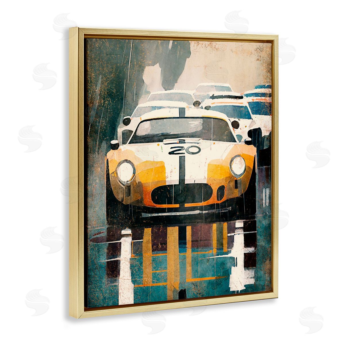 Enrico McGarrigle Modern Race Car Gold Floater Frame Canvas Artside_