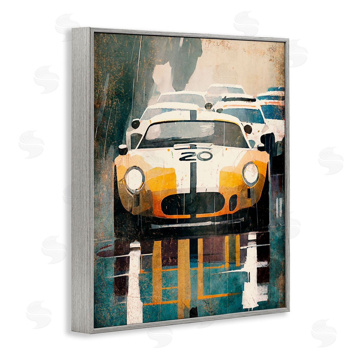 Enrico McGarrigle Modern Race Car Gray Framed Giclee Wall Artside_