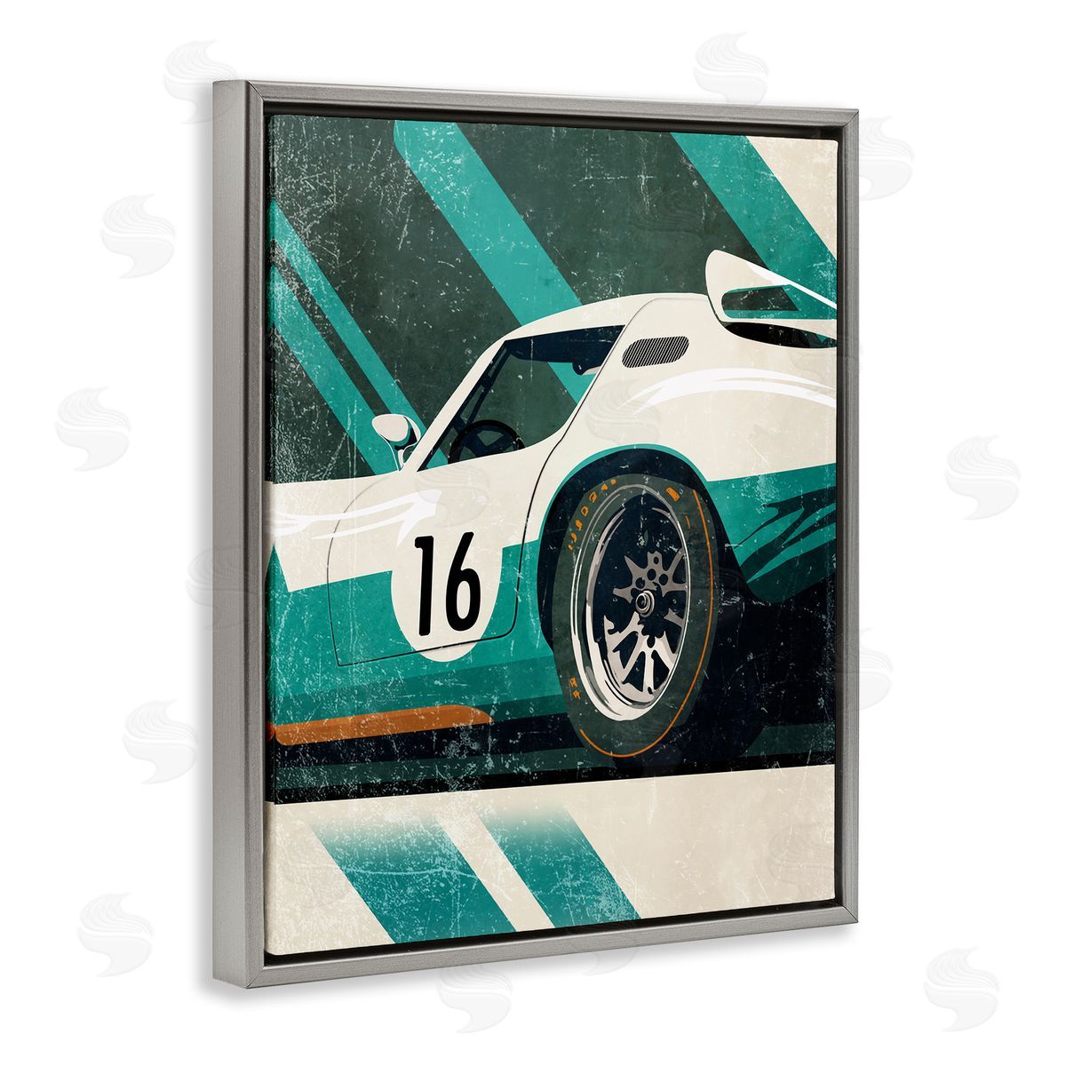 Enrico McGarrigle Classic Green Race Car Gray Floater Frame Canvas Artside_