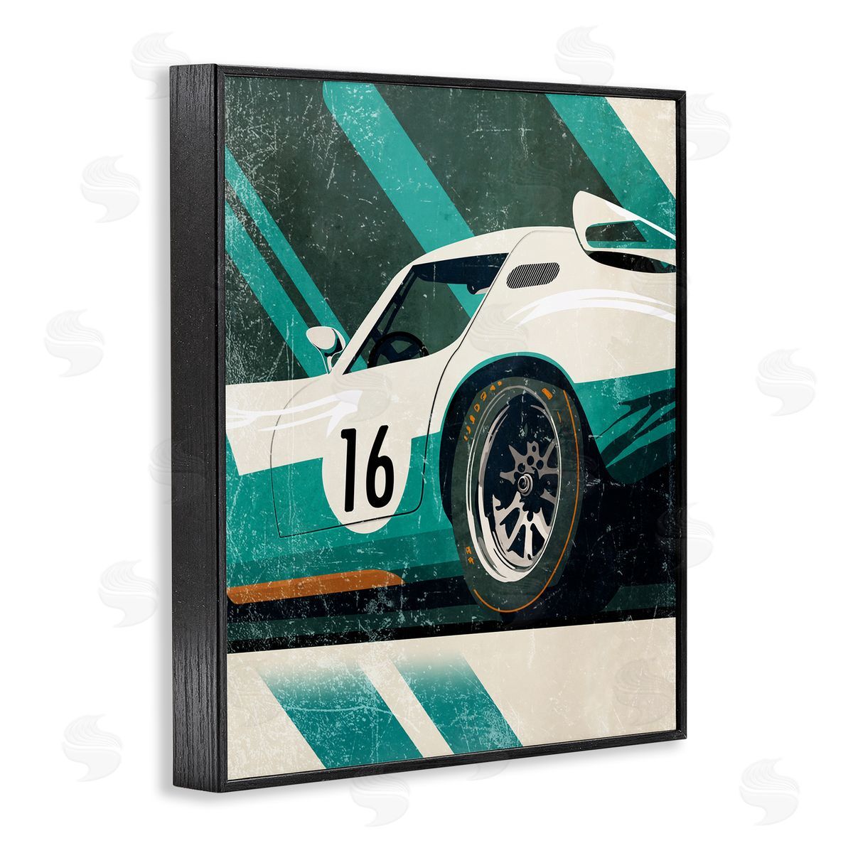 Enrico McGarrigle Classic Green Race Car Black Framed Giclee Wall Artside_