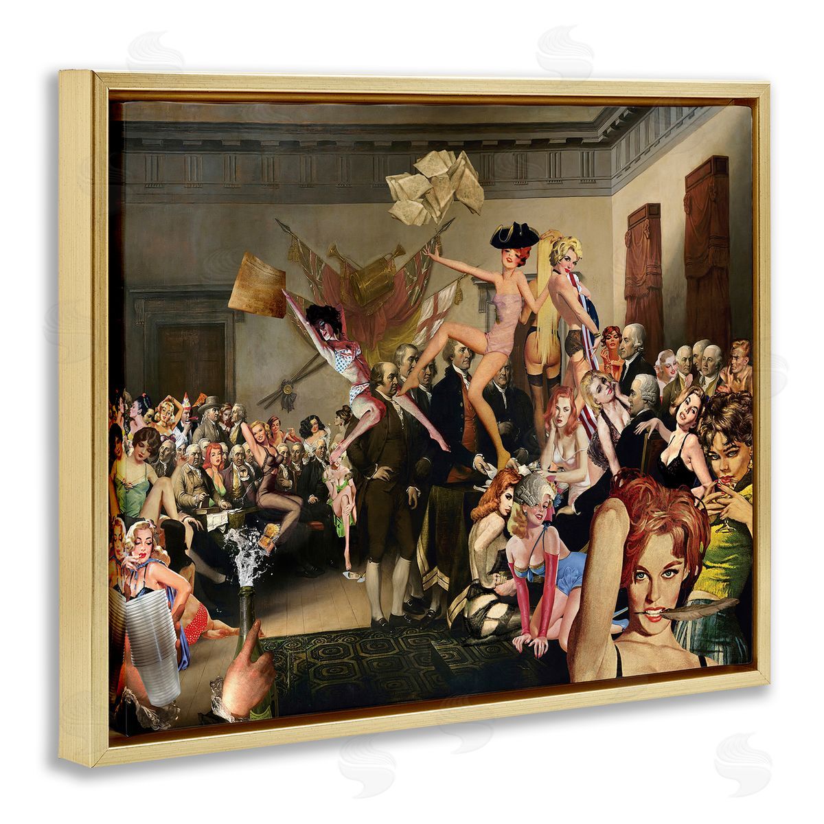 Barry Kite Classic Painting Collage Gold Floater Frame Canvas Artside_