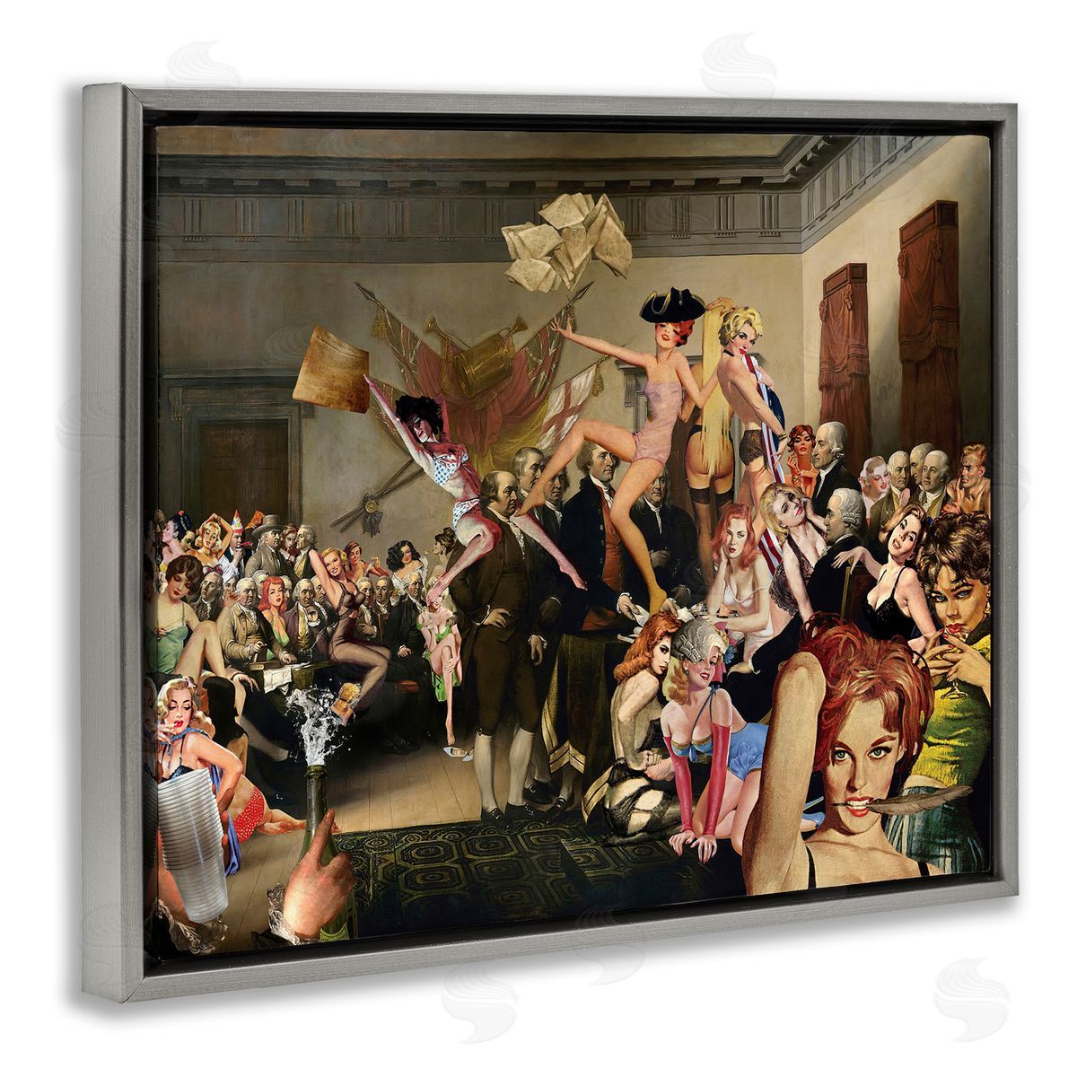 Barry Kite Classic Painting Collage Gray Floater Frame Canvas Artside_