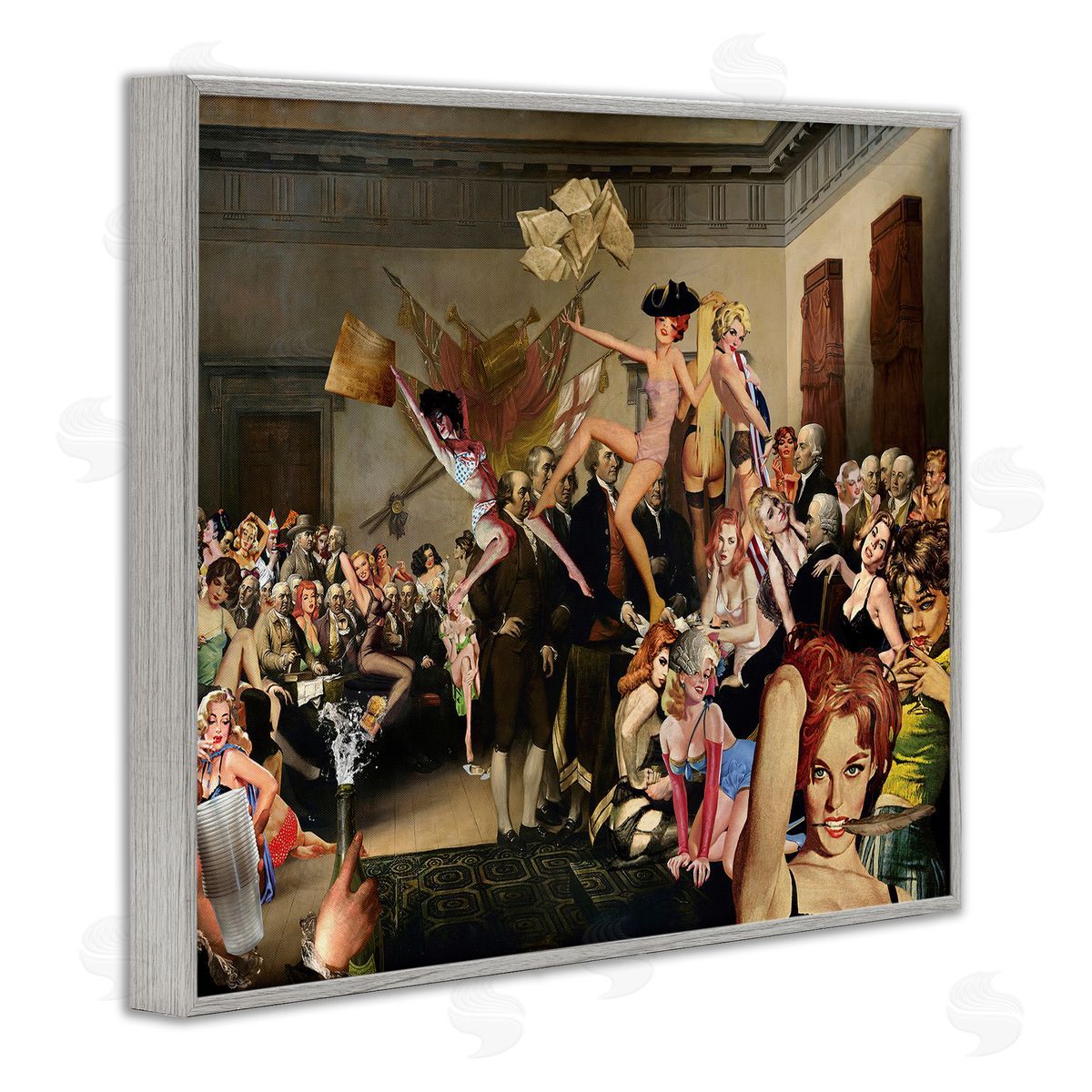 Barry Kite Classic Painting Collage Gray Framed Giclee Wall Artside_