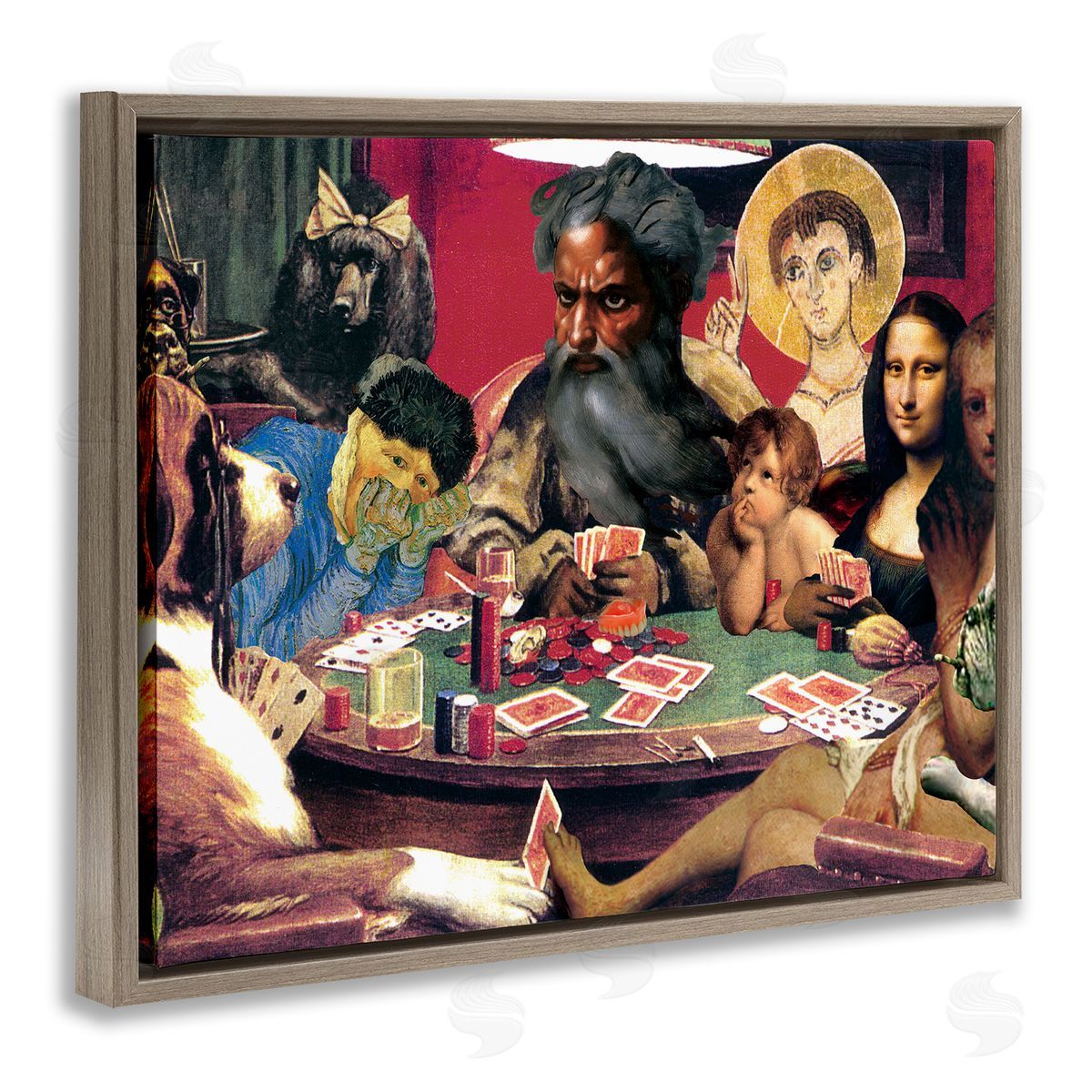 Barry Kite Funny Classics Collage Brown Floater Frame Canvas Artside_