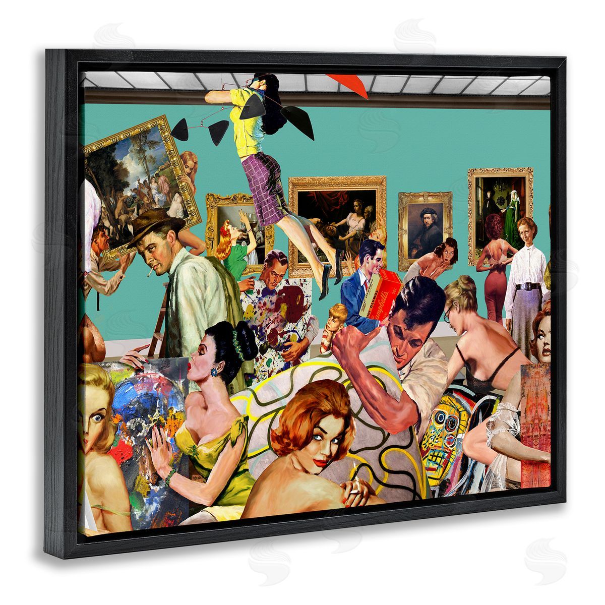 Barry Kite Vintage People Collage Black Floater Frame Canvas Artside_