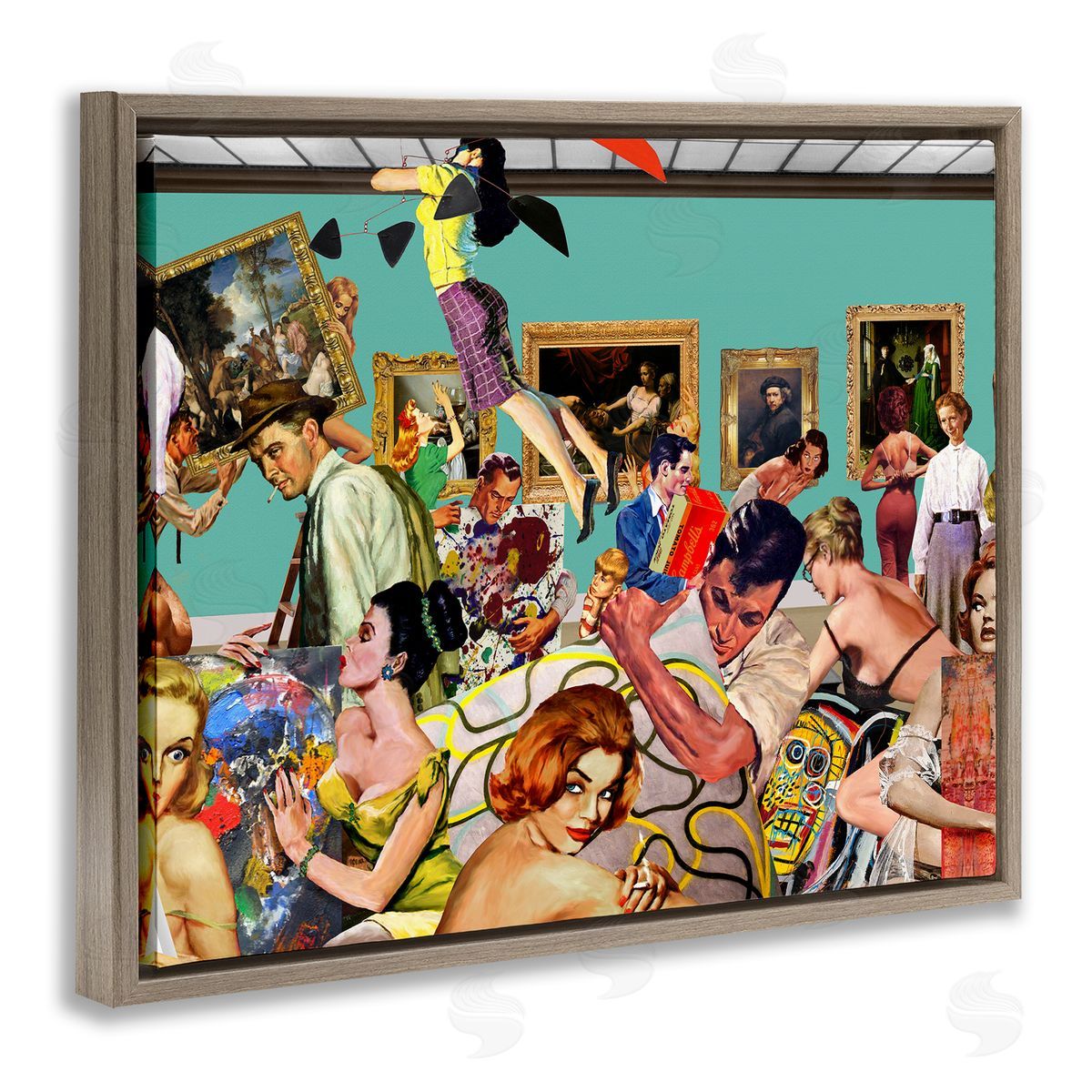 Barry Kite Vintage People Collage Brown Floater Frame Canvas Artside_