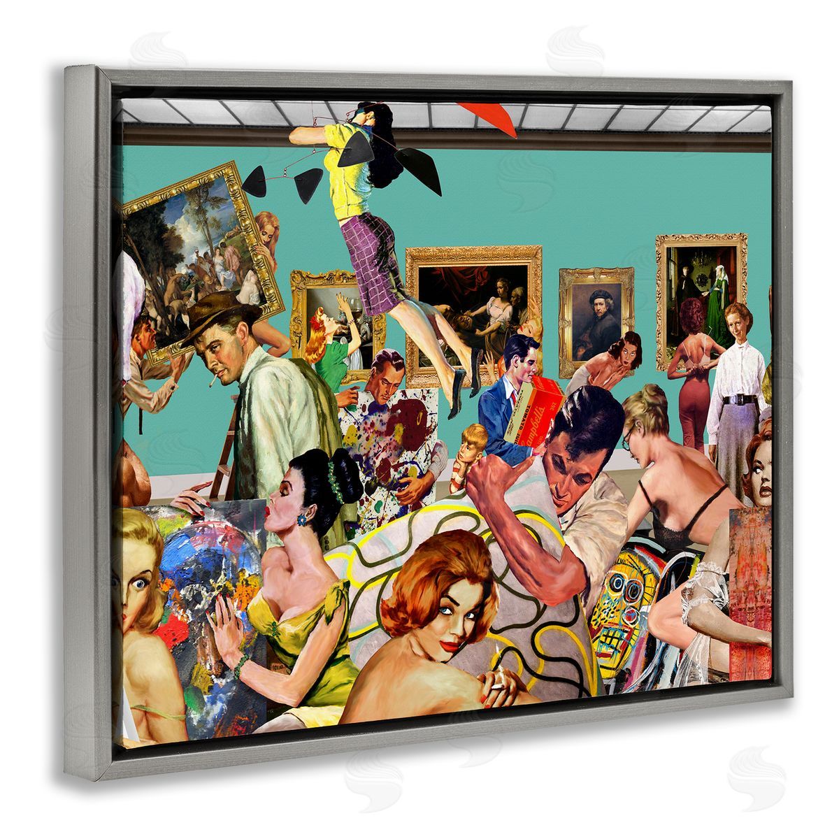 Barry Kite Vintage People Collage Gray Floater Frame Canvas Artside_