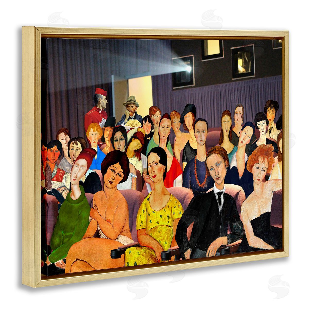 Barry Kite Vintage Theater Collage Gold Floater Frame Canvas Artside_