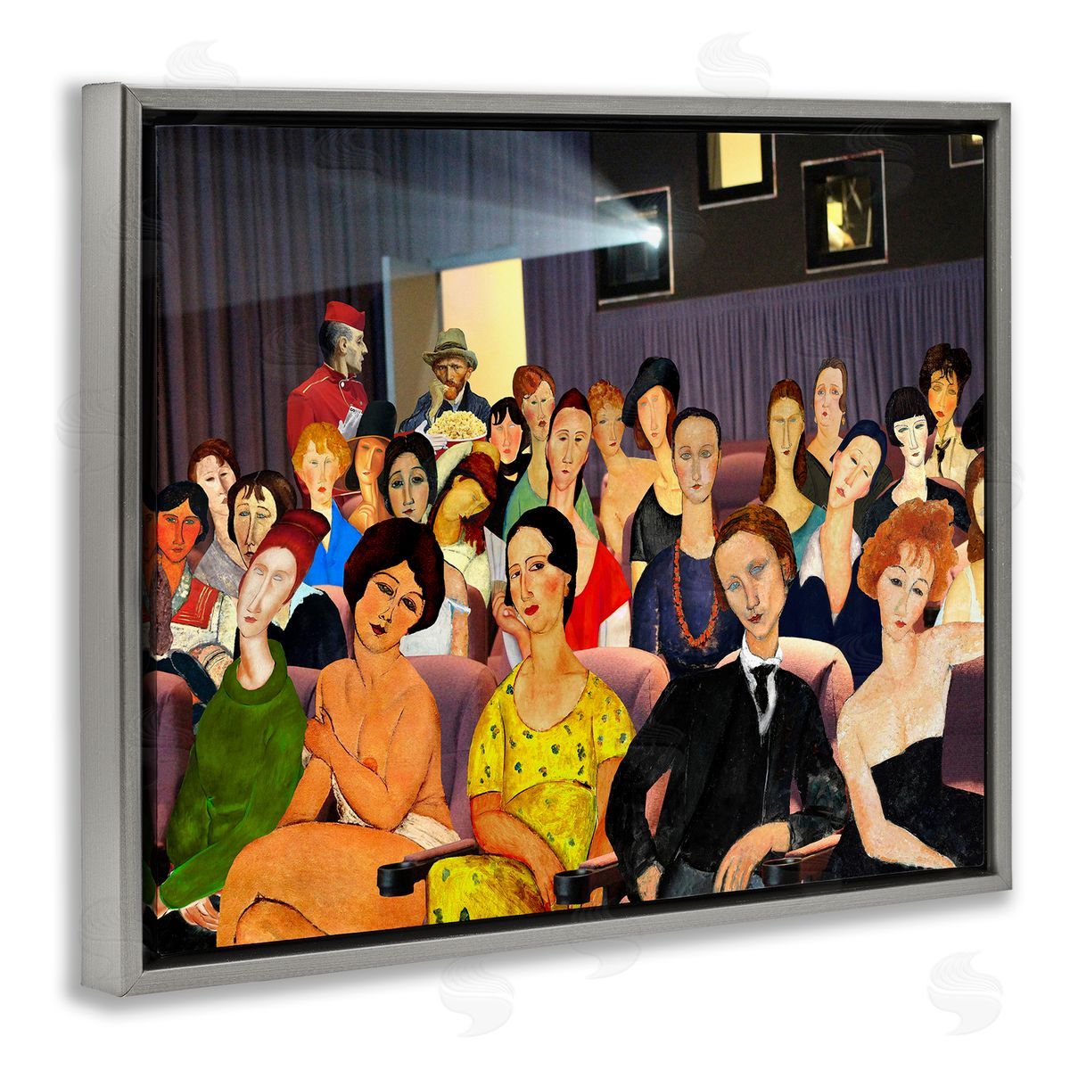 Barry Kite Vintage Theater Collage Gray Floater Frame Canvas Artside_